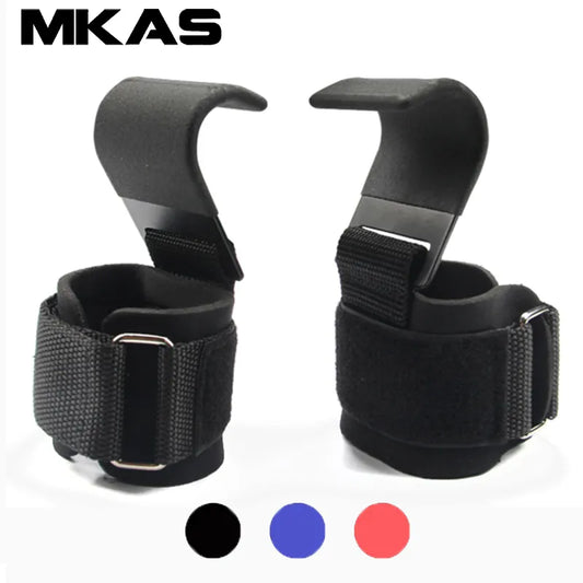 Weight Lifting Hook Grips with Wrist Wraps: Hand-Bar Wrist Strap for Gym Fitness - Pull-Ups Power Lifting Gloves, Weight Strap Support