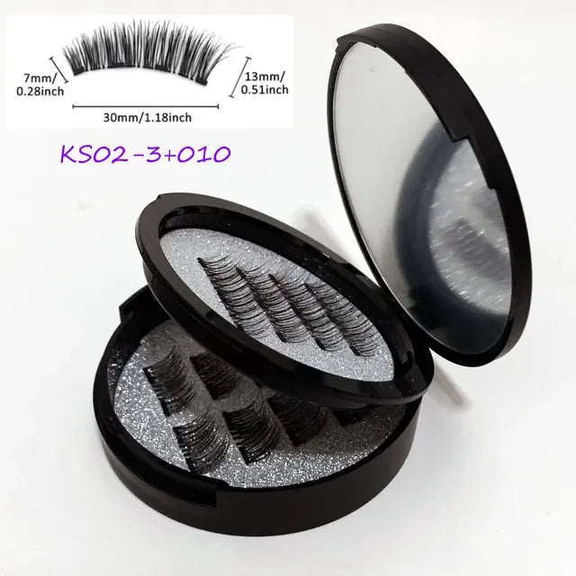12PCS Magnetic False Eyelashes – Half Lashes Set with Double Box, Mirror & Applicator, Reusable Beauty Makeup