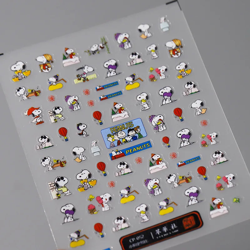 Cute Snoopy 5D Nail Stickers – Cartoon Anime Nail Art Decoration