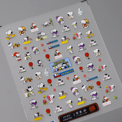 Cute Snoopy 5D Nail Stickers – Cartoon Anime Nail Art Decoration