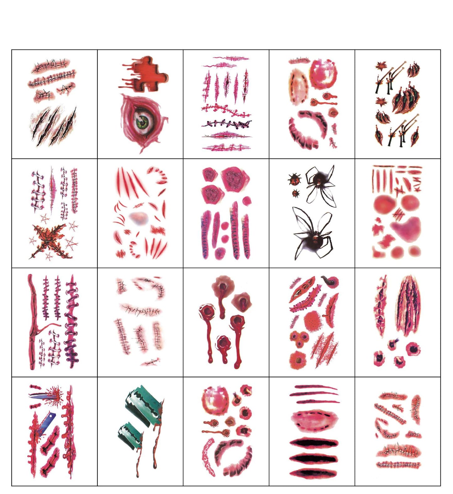 50 Sheets Halloween Theme Bloody Wound Tattoo Stickers - Waterproof Temporary Face Makeup for Kids' Halloween Party Decoration and Favors