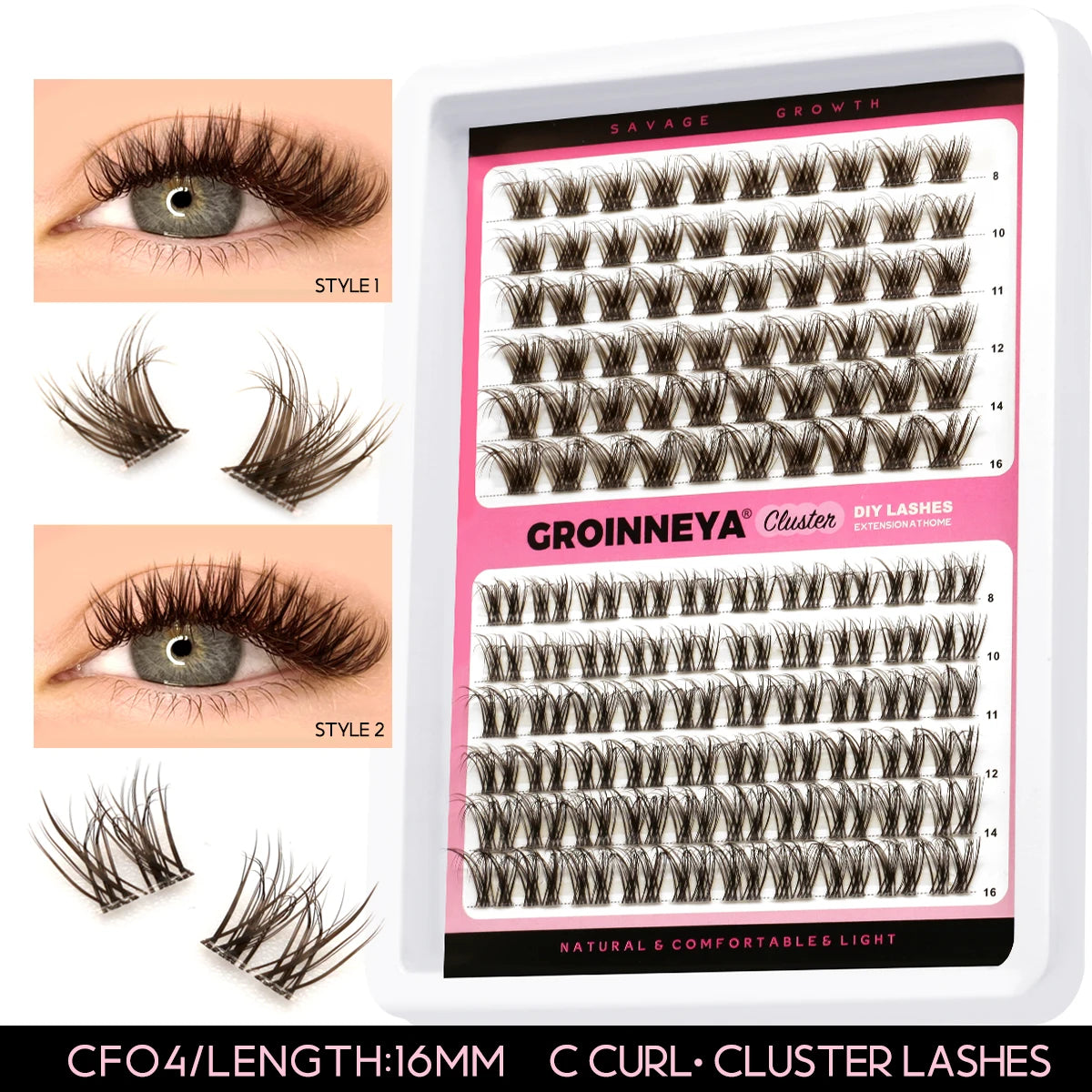 Lash Clusters Extension Kit – Fake Eyelashes Set with Lash Bond, Seal, and Applicator Tool for Makeup