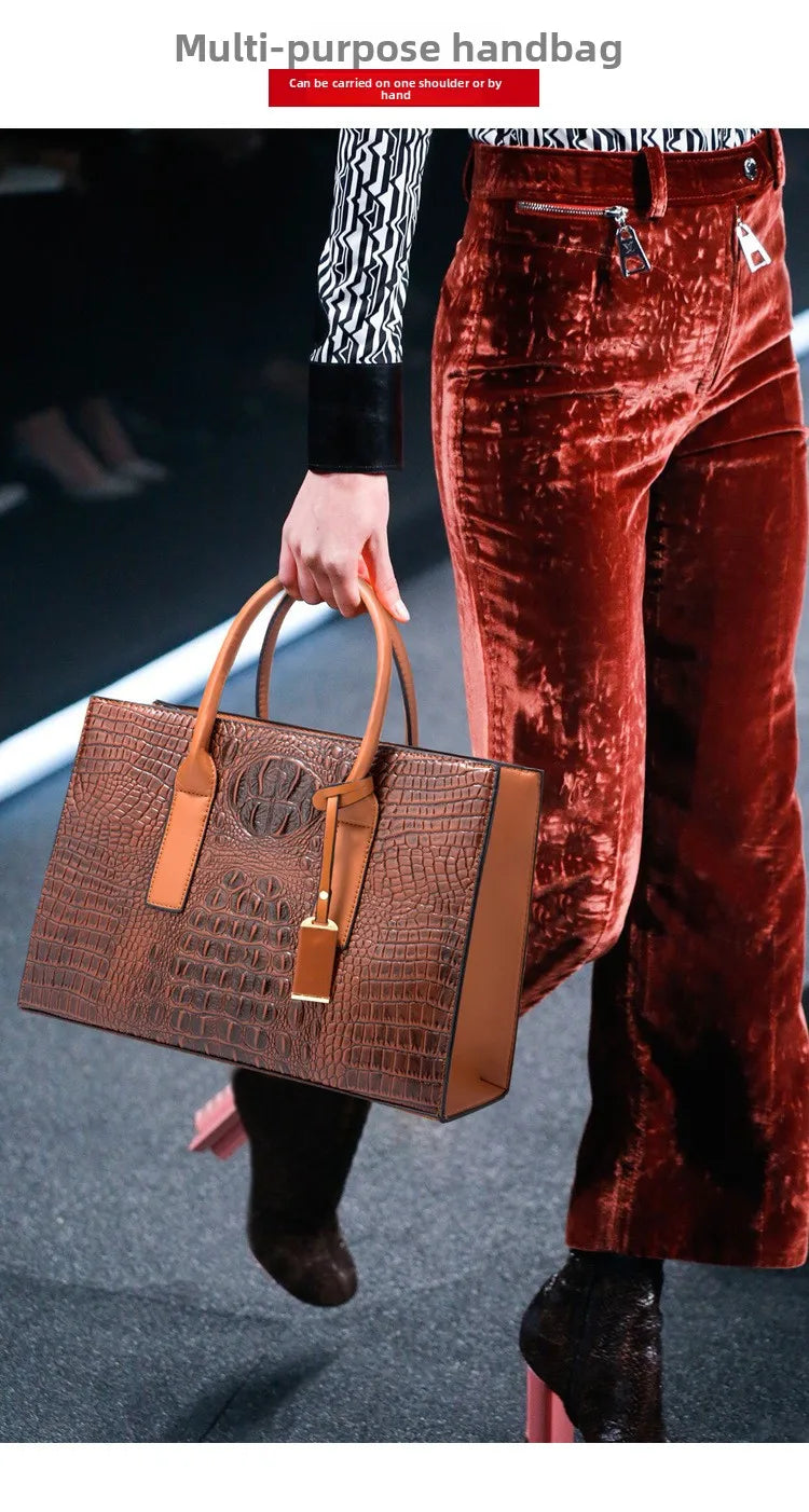 New Crocodile Pattern Handbag Set for Women — 3Pcs Tote, Shoulder Bag & Clutch, Large Capacity Fashion Set