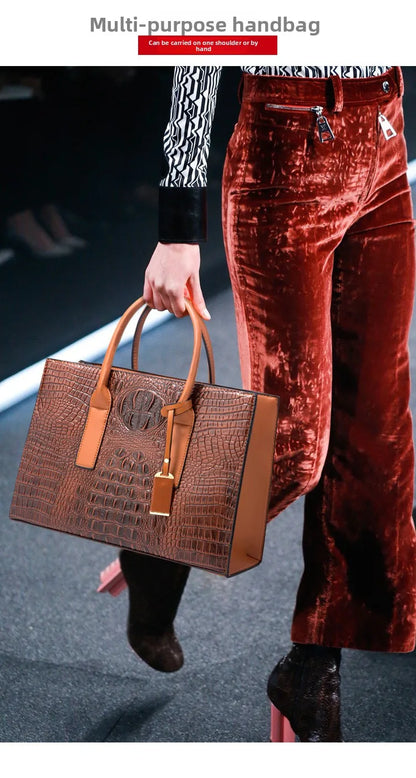 New Crocodile Pattern Handbag Set for Women — 3Pcs Tote, Shoulder Bag & Clutch, Large Capacity Fashion Set