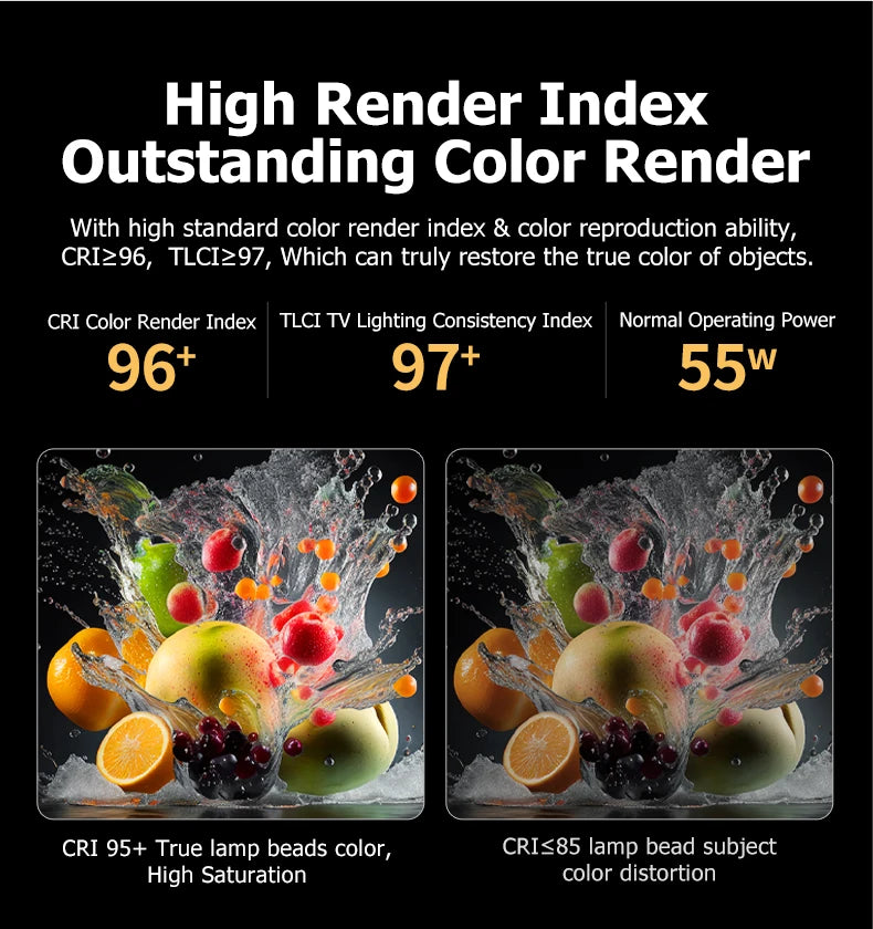 Sutefoto TJ55 Bi-Color LED Video Light - 55W COB Photographic Light, 3200K-5600K, Portable Fill Light for Video & Live Streaming