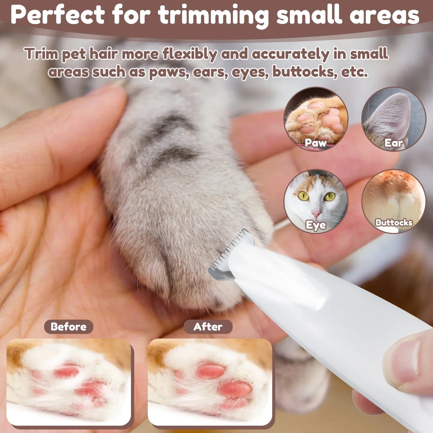 New Dog Paw Trimmer with LED Light – Waterproof Pet Hair Clipper with LED Display & 18mm Wide Blade for Grooming
