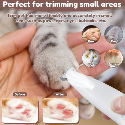 New Dog Paw Trimmer with LED Light – Waterproof Pet Hair Clipper with LED Display & 18mm Wide Blade for Grooming