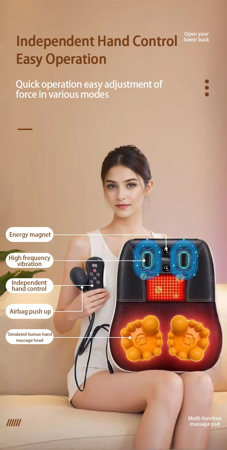 Manufacturer Direct Electric Shiatsu Neck & Head Massager Pillow with Heating and Vibration – Cervical Traction Car Back Massager