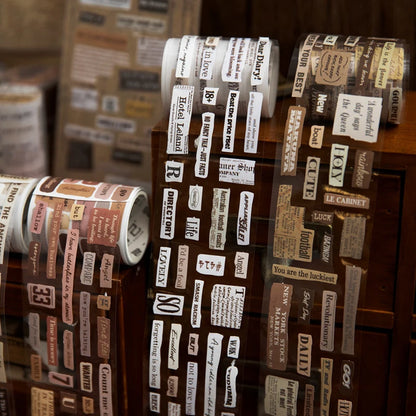 Mr. Paper 6 Style Retro English Theme Washi Tape – 1 Roll for DIY Crafts, Phone Case, Glass Bottle, Photo Frame Decoration