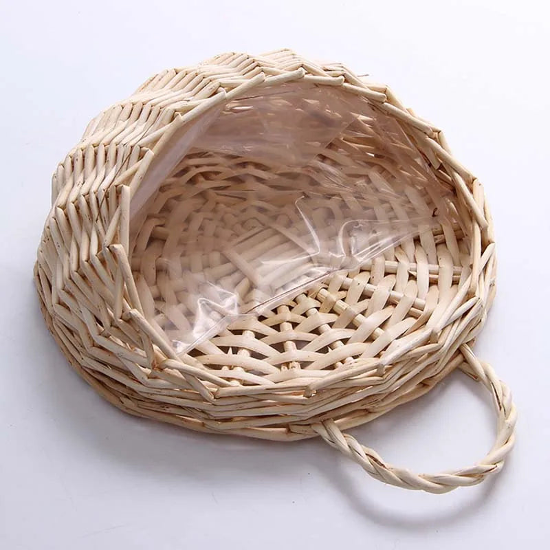 Handmade Wicker Rattan Wall Hanging Flower Planter – Garden Vine Basket Plant Holder