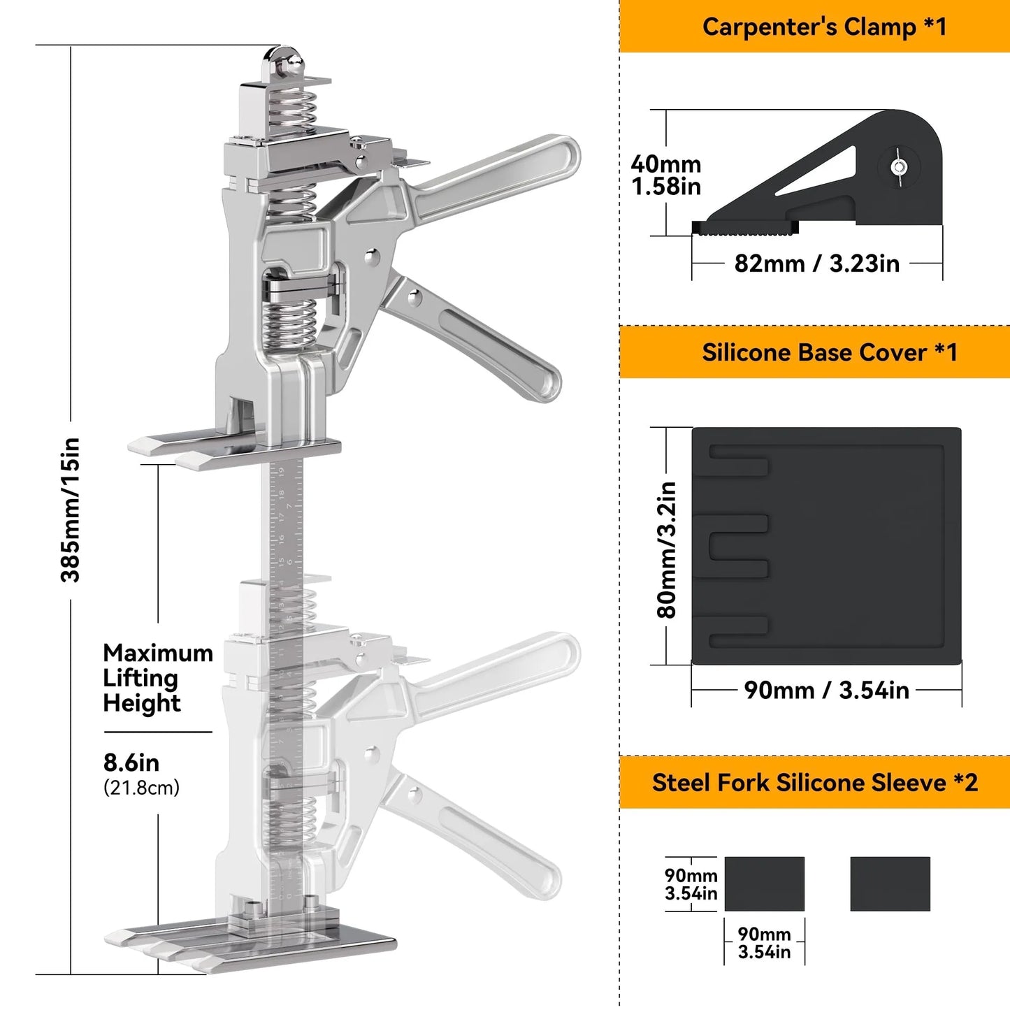 2-Pack Labor Saving Arm Jacks – 15.2" Aluminum Hand Lifting Tools with Bag for Furniture, Window & Door Installation