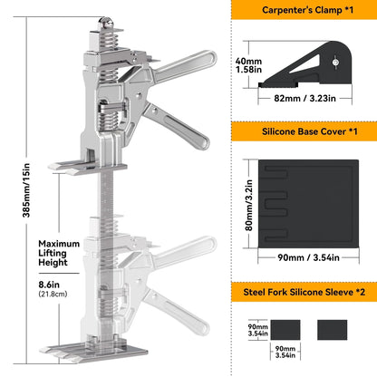 2-Pack Labor Saving Arm Jacks – 15.2" Aluminum Hand Lifting Tools with Bag for Furniture, Window & Door Installation