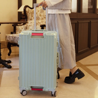 30-Inch Five-Wheel Aluminum Frame Suitcase — Multifunctional Cabin Luggage with Password Lock, USB Port & Cup Holder