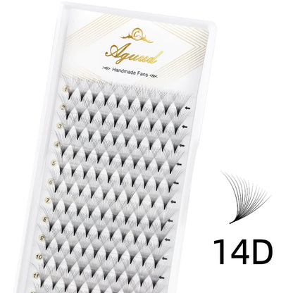 AGUUD 10-Tray Premade Volume Lashes – Super Fans with Needle Stem & Narrow Base for Eyelash Extensions