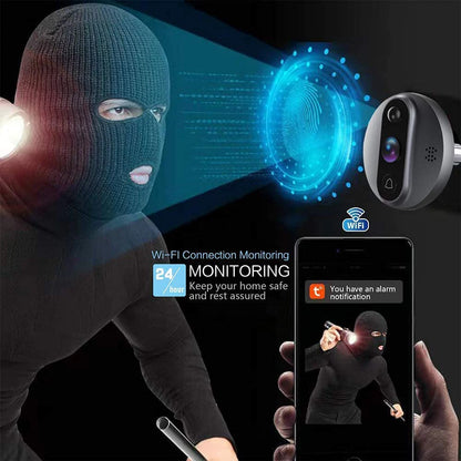 3MP Smart Life Tuya WiFi Doorbell — 1080P Peephole Camera, 5000mAh Battery, PIR Motion Sensor, IR, Alexa & Google Compatible