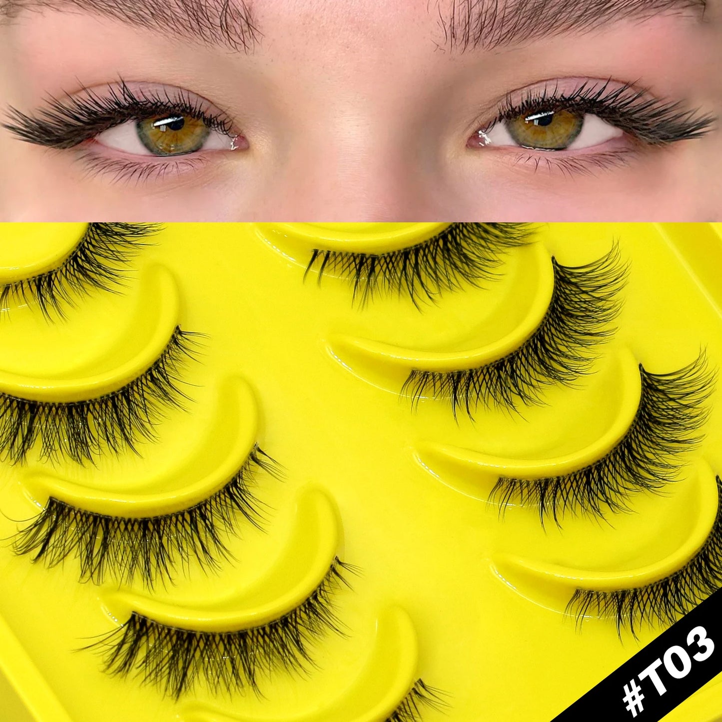 GROINNEYA Half Cat Eye Lashes – Soft Natural Clear Band, Faux Mink Wispy Lashes for Natural Makeup Look