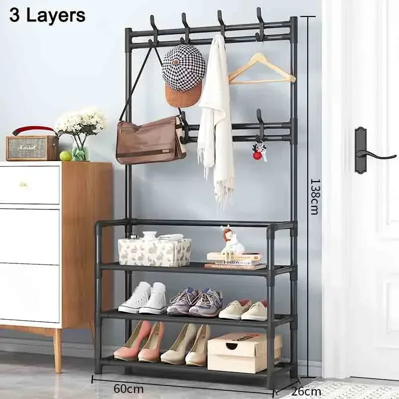 Multi-Layer Shoe and Hat Rack - Multifunctional Floor Standing Storage for Shoes, Sneakers, and Coats, Dormitory Organizer Cabinet
