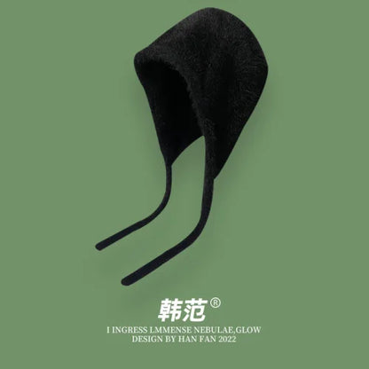 Y2K Cute Beanie Hat – Warm Japanese Knit for Autumn & Winter, Ear Protection, Tie Pullover Cap for Men & Women