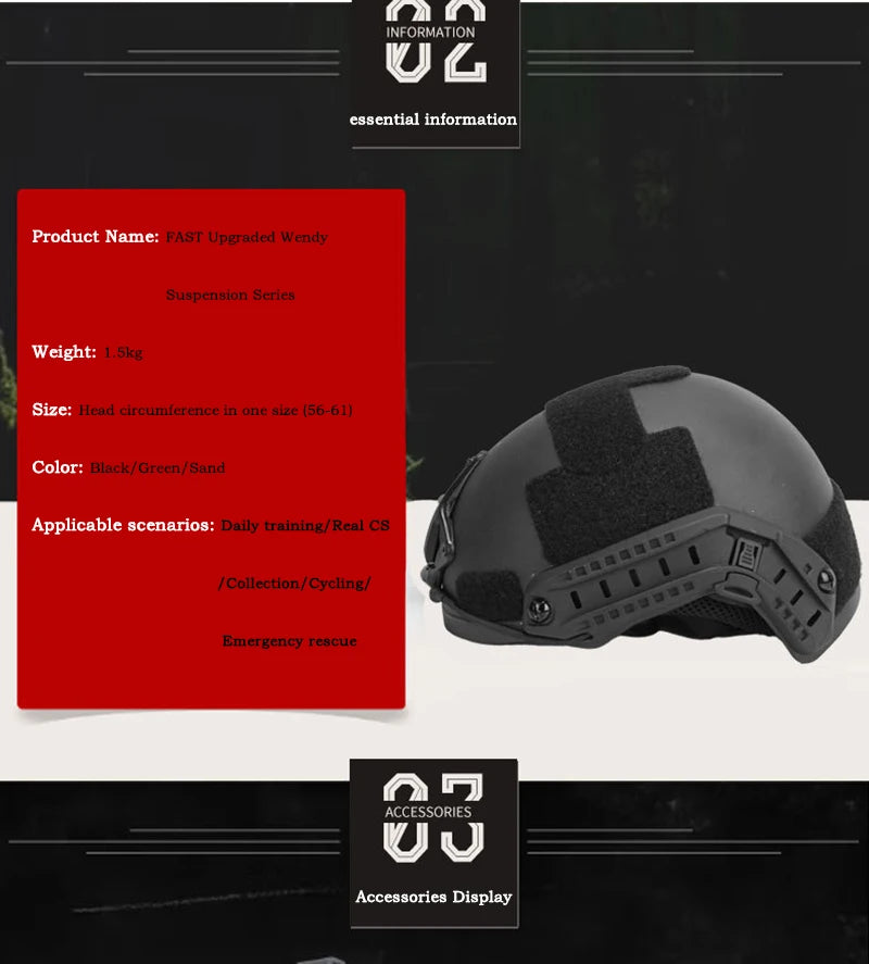 FAST Tactical Kevlar Helmet – High-Quality Suspended Pad Helmet for Outdoor, Hunting & Military Use