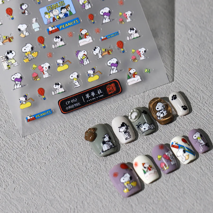 Cute Snoopy 5D Nail Stickers – Cartoon Anime Nail Art Decoration