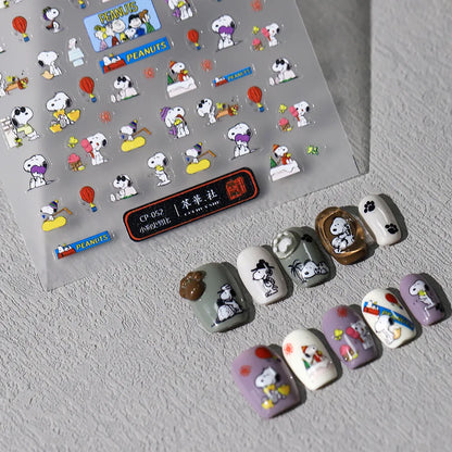 Cute Snoopy 5D Nail Stickers – Cartoon Anime Nail Art Decoration