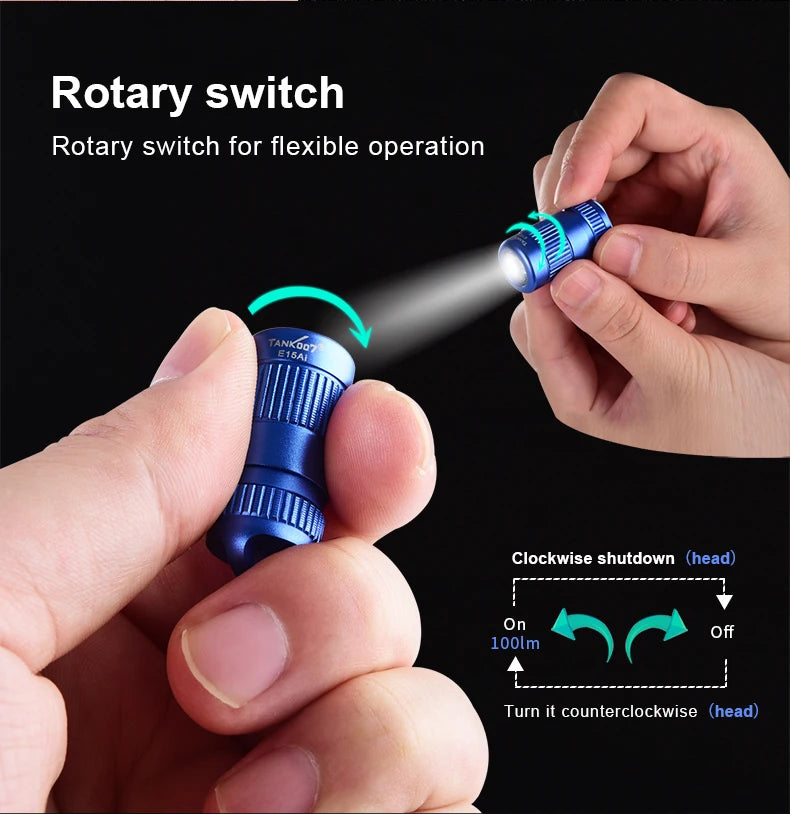 Tank007 E15 Pocket LED Flashlight Keychain – Portable High-Power White Light for Outdoor, Hiking & Emergency