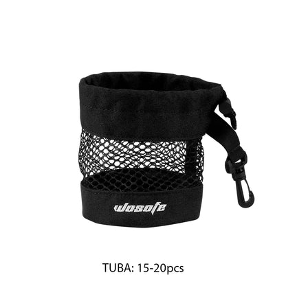 Black Golf Ball Pouch Bag – High-Quality Mesh Nylon with Hanging Plastic Clip, Convenient for Golf Bag