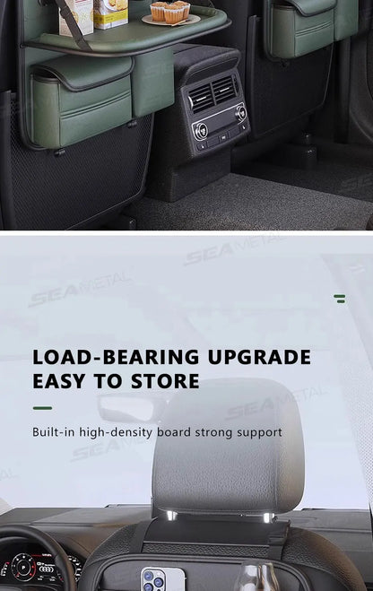 SEAMETAL Car Seat Back Organizer – Large Capacity Multi-Pocket Storage Bag with Foldable Tablet Tray