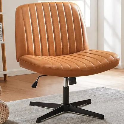 Armless Criss Cross Legged Swivel Office Chair - Wide Desk Chair Without Wheels