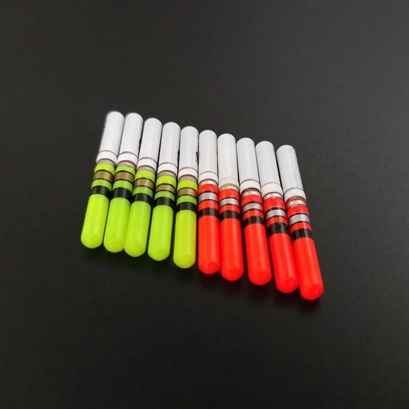 Green & Red LED Lightsticks 10pcs — Luminous Night Fishing Accessory with CR322 Battery