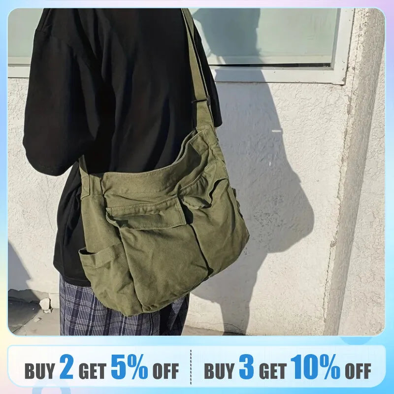 Vintage Canvas Handbag: Women's Teenager Shoulder Tote Messenger Bag - Casual Crossbody Purse for Ladies