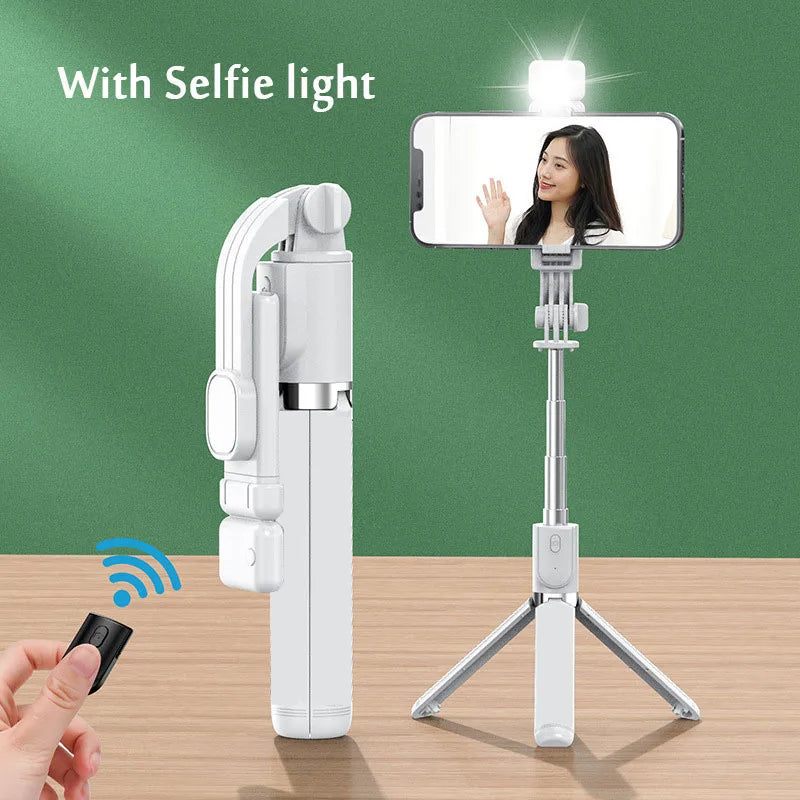 Portable Bluetooth Selfie Stick Tripod with Light & Remote | 103cm Retractable Phone Holder