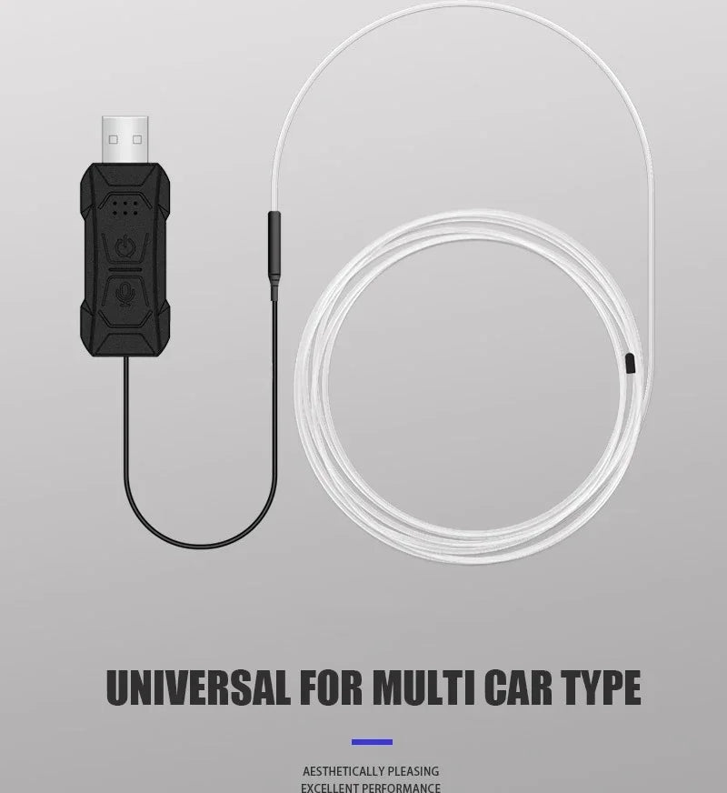 RGB Car Interior LED Light Strip – 2/3/4/5M USB Fiber Optic Atmosphere Lamp, APP Control for Customizable Lighting