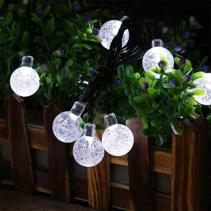 LED Solar String Lights – 60 Waterproof Crystal Globe Lights with 8 Modes for Outdoor Patio, Party & Tree Decor