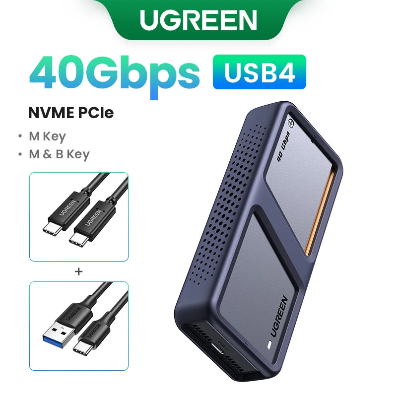UGREEN 40Gbps NVMe SSD Enclosure – M.2 to USB4.0 Adapter with Built-in Cooling Aluminum Case