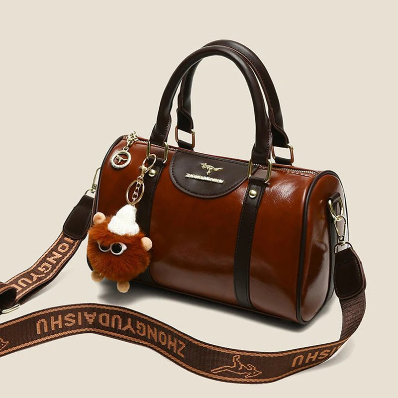 2025 High-End Retro Women’s Handbag – Versatile Autumn/Winter Handheld & Crossbody Light Luxury Bowling Bag