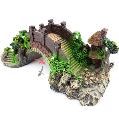 Fish Tank Resin Bridge Decoration — Artificial Aquarium Landscape Ornament & Cave Accessory for Aquatic Pets