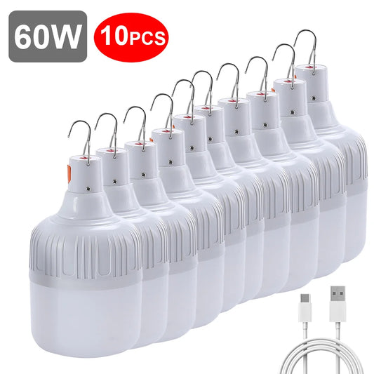 USB Rechargeable LED Bulb: Portable Camping Light for Emergency Lighting - Flashlight for Outdoor Picnics & Hanging Tent Light