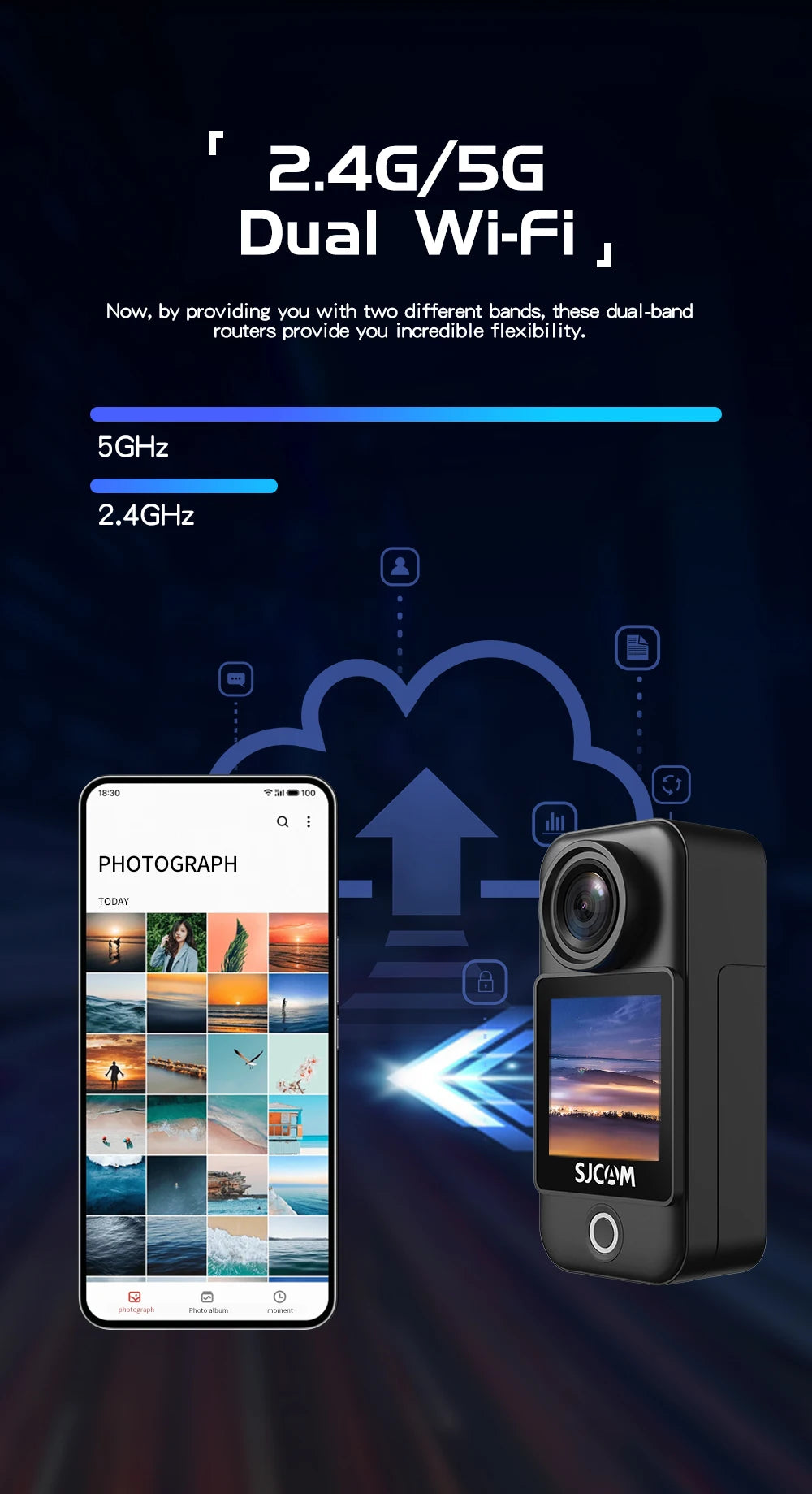 SJCAM C300 4K Action Camera – 30FPS Pocket Sports Cam with 6-Axis GYRO Stabilization, Long Battery, 5G WiFi, and Remote Control