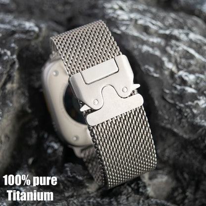 100% Titanium Milanese Loop Band for Apple Watch Ultra 2/1, Series 10–6, SE – iWatch Strap for 45mm 46mm 49mm Models