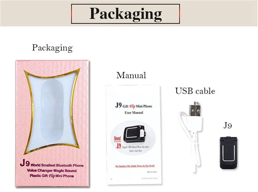 Mini Flip Mobile Phone for Kids – J9 Smallest Clamshell Phone with Bluetooth Dialer & Magic Voice Handsfree Earphone