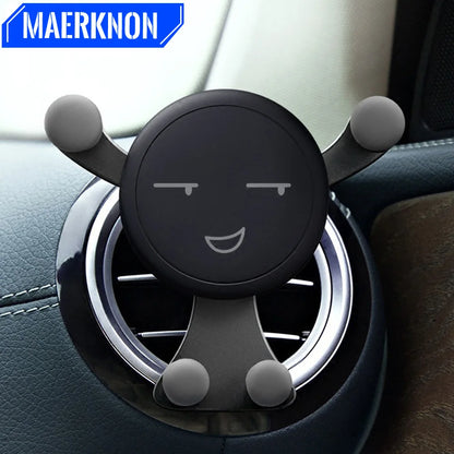 Gravity Car Phone Holder – Air Vent Clip with Smile Face Bear, Mobile Stand for iPhone, Samsung, and GPS Devices