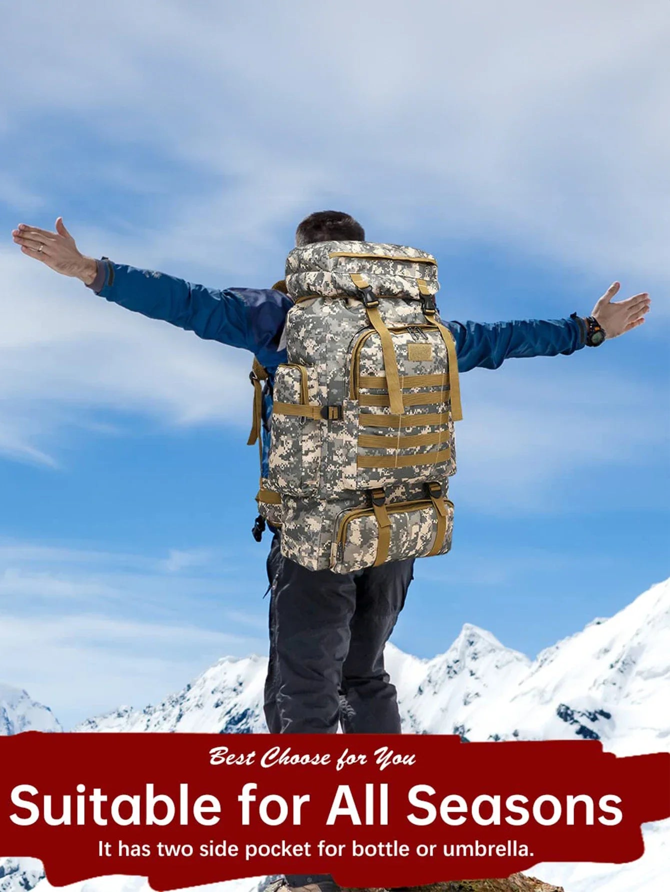 80L/100L Mountaineering Tactical Backpack - Large Outdoor Hiking, Camping & Travel Bag