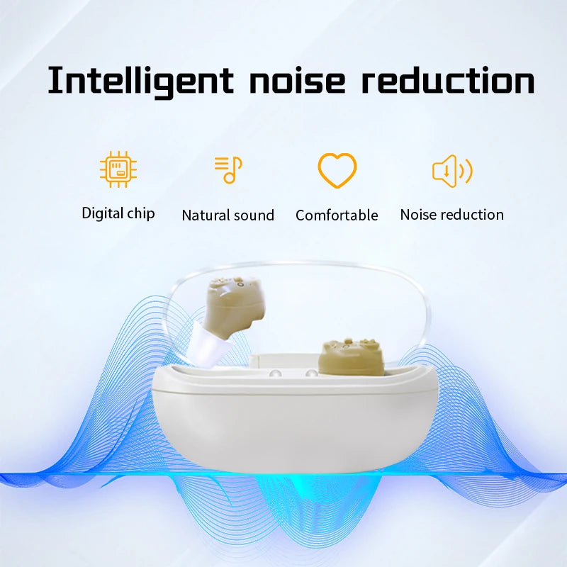 Mini Rechargeable Hearing Aid – Type-C Charging with Case, Long-Lasting Battery & Adjustable Sound Amplifier