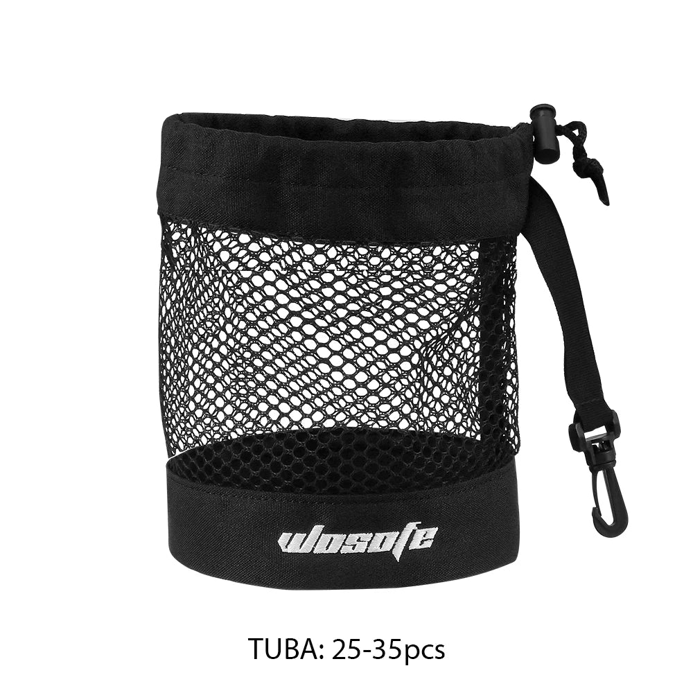 Black Golf Ball Pouch Bag – High-Quality Mesh Nylon with Hanging Plastic Clip, Convenient for Golf Bag