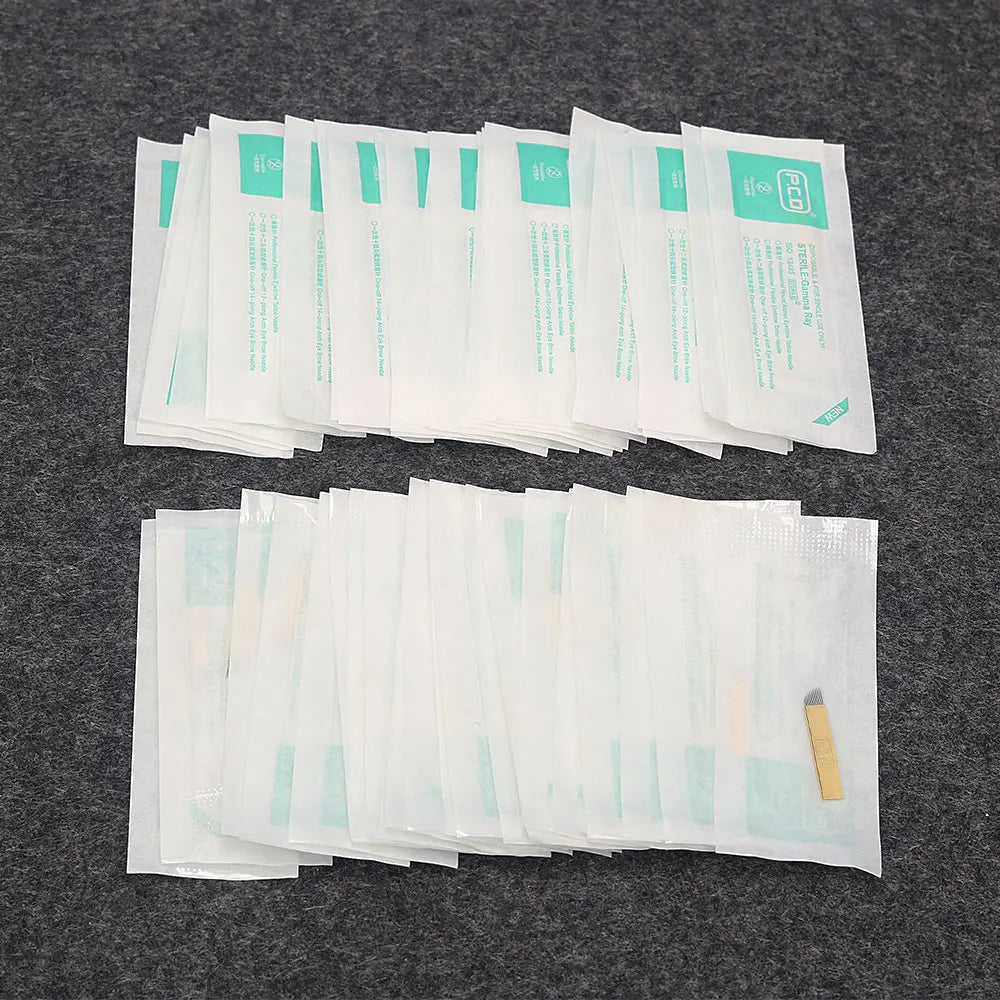 50pcs PCD Microblading Eyebrow Needles – F12/14/19 Tebori Blades for 3D Embroidery Manual Pen