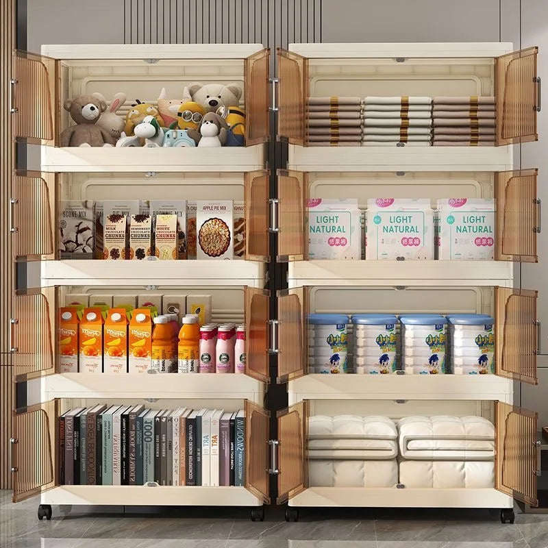 2025 Folding Living Room Cabinet – Multifunction Rolling Closet Organizer with Large Capacity Storage