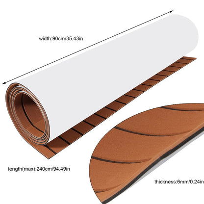 94.5"×35.4" EVA Anti-Slip Foam Boat Decking Sheet — Self-Adhesive Cuttable Deck Flooring Mat for Boats