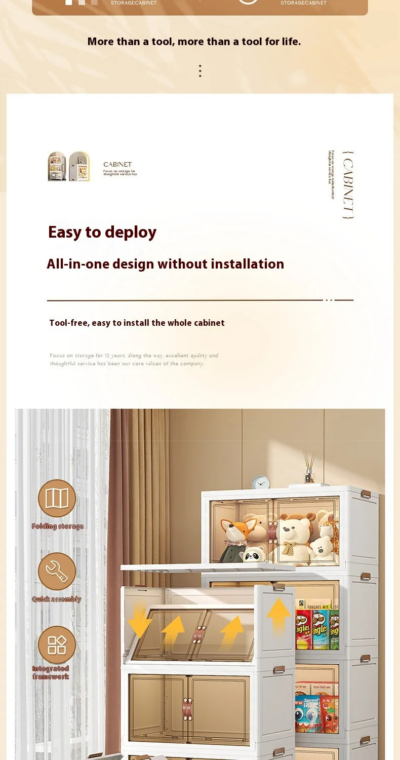 3/4/5 Layers Folding Cabinet Closet Organizer – Stackable Storage Box with Wheels, Large Capacity for Living Room Sundries