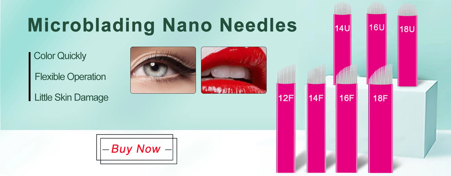 50pcs PCD Microblading Eyebrow Needles – F12/14/19 Tebori Blades for 3D Embroidery Manual Pen